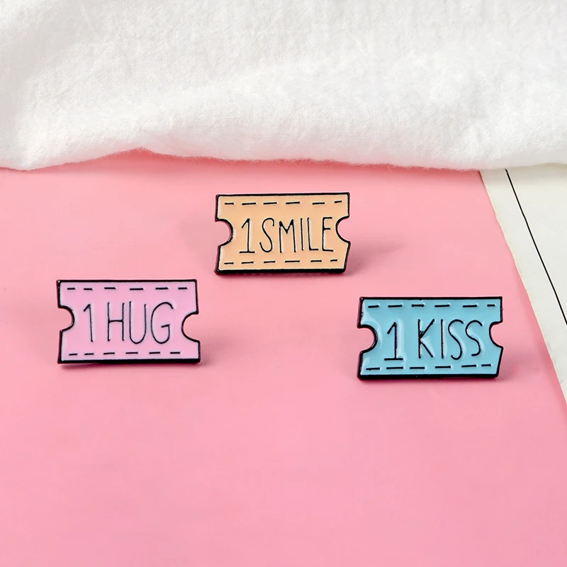 3 Styles Colorful movie film Enamel pins '1 KISS' '1 HUG' '1 SMILE' Badges Brooches for women children girl Jewelry wholesale
3 Styles Colorful movie film Enamel pins '1 KISS' '1 HUG' '1 SMILE' Badges Brooches for women children girl Jewelry wholesale