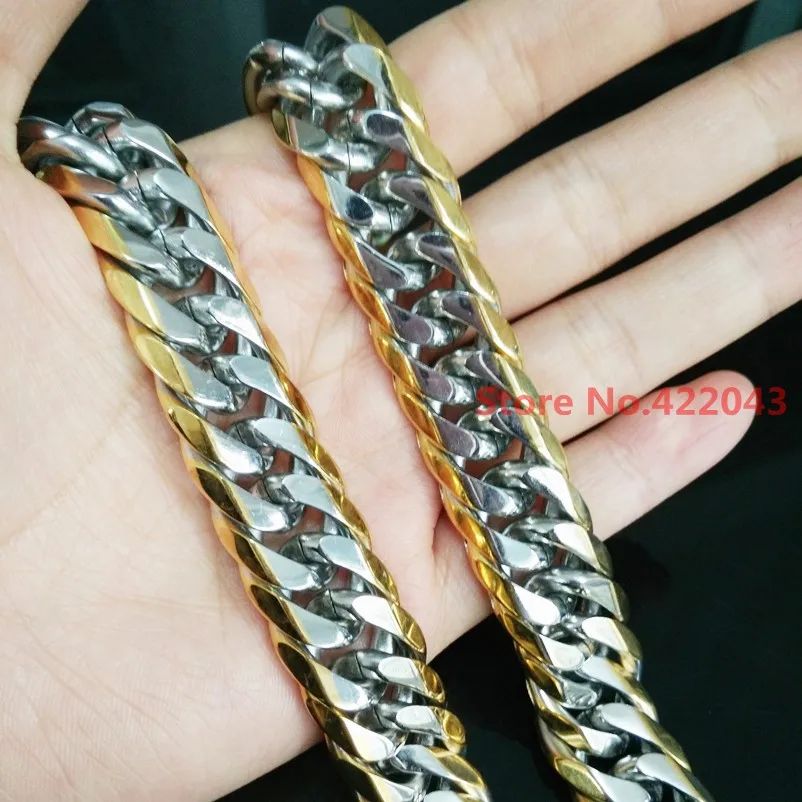 Fashion 13/16mm Mens Curb Cuban Necklace Silver Gold color Stainless Steel Chain Promotion Wholesale Jewelry
Fashion 13/16mm Mens Curb Cuban Necklace Silver Gold color Stainless Steel Chain Promotion Wholesale Jewelry