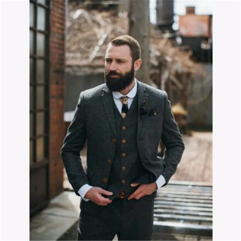 Dark Grey Tweed Casual Men Suit For Wedding Classic Blazer Masculino Party Prom Custom Made 3Pieces(Jacket+Pant+Vest+Tie)
Dark Grey Tweed Casual Men Suit For Wedding Classic Blazer Masculino Party Prom Custom Made 3Pieces(Jacket+Pant+Vest+Tie)