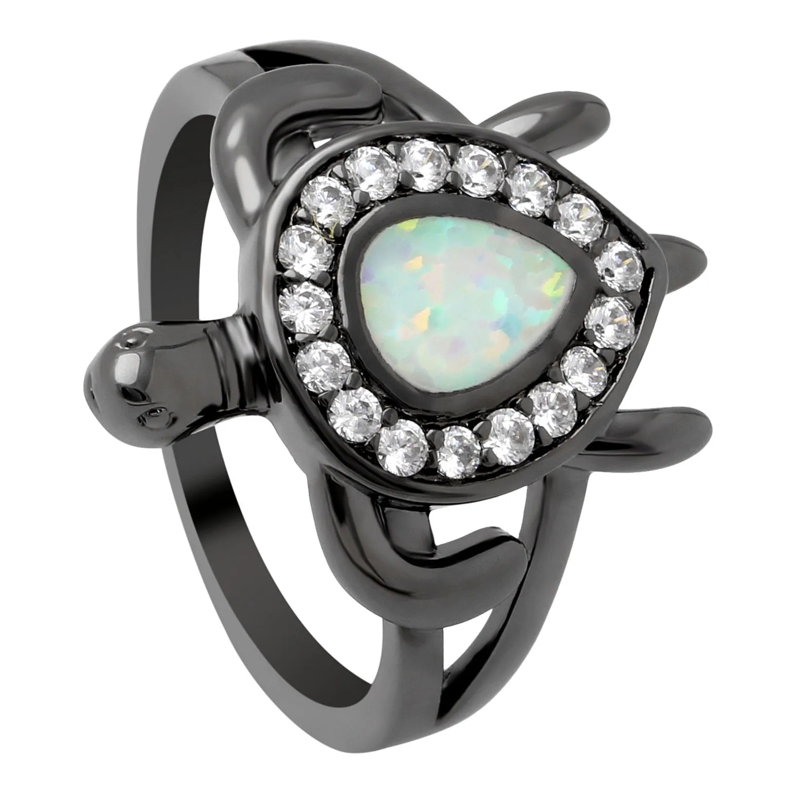 New Cute Turtle White Drop Shape Fire Opal Ring Clear Cz Animal Ring For Women Wedding Band Black Jewelry Filled Unique Cocktail
New Cute Turtle White Drop Shape Fire Opal Ring Clear Cz Animal Ring For Women Wedding Band Black Jewelry Filled Unique Cocktail