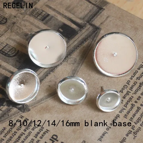 REGELIN SILVER Plated Ear Stud with 8-16mm Cabochon Cameo Setting Blank base 20pcs/lot For DIY Jewelry Accessories 
REGELIN SILVER Plated Ear Stud with 8-16mm Cabochon Cameo Setting Blank base 20pcs/lot For DIY Jewelry Accessories