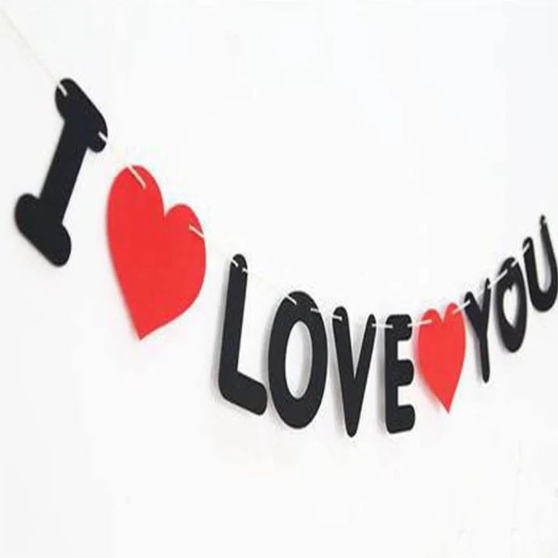 1 комплект черный и красный цвета надпись I LOVE YOU Вымпел флаг украшение для свадьбы