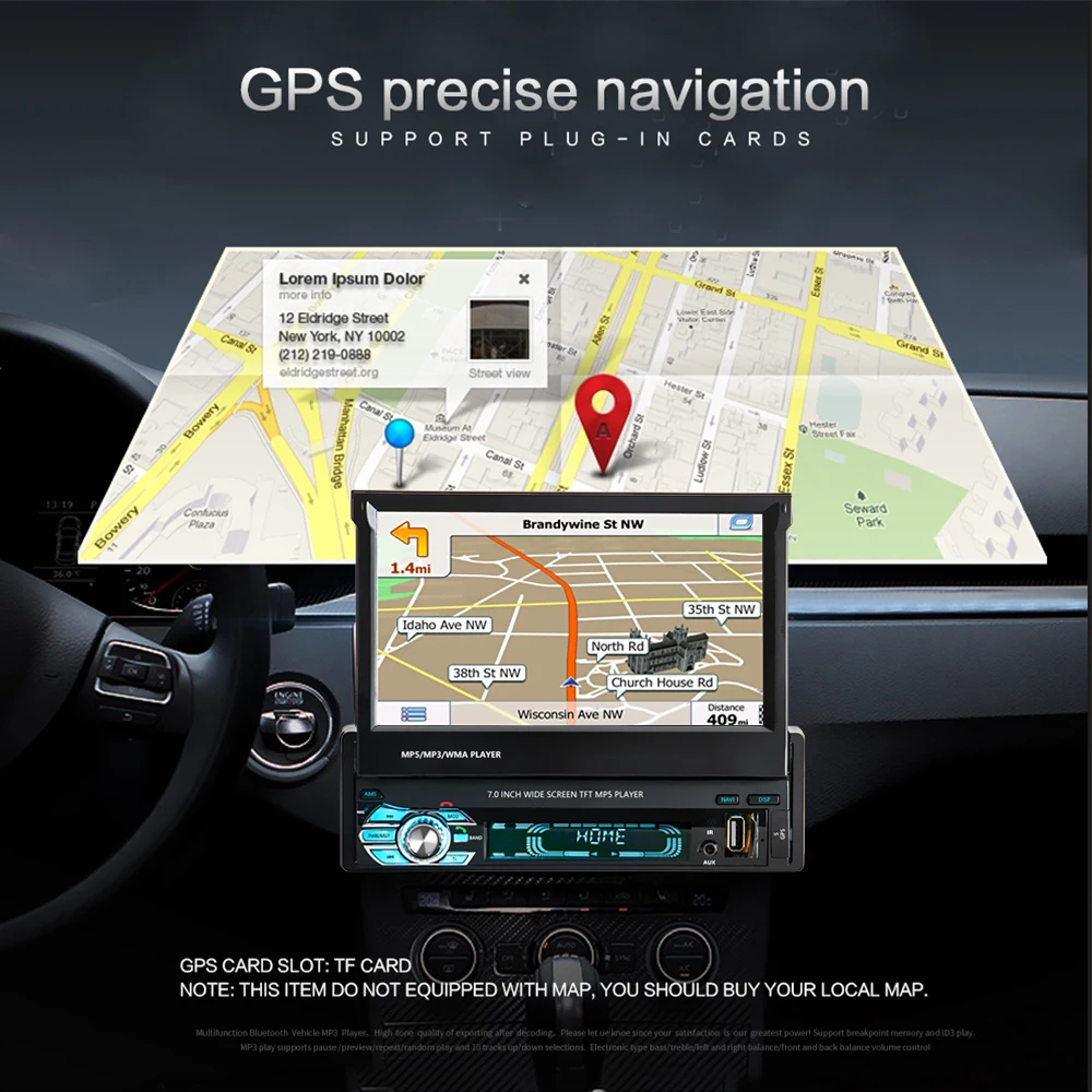 Автомагнитола Podofo 7 дюймов универсальный мультимедийный плеер на Android с GPS Mirrorlink