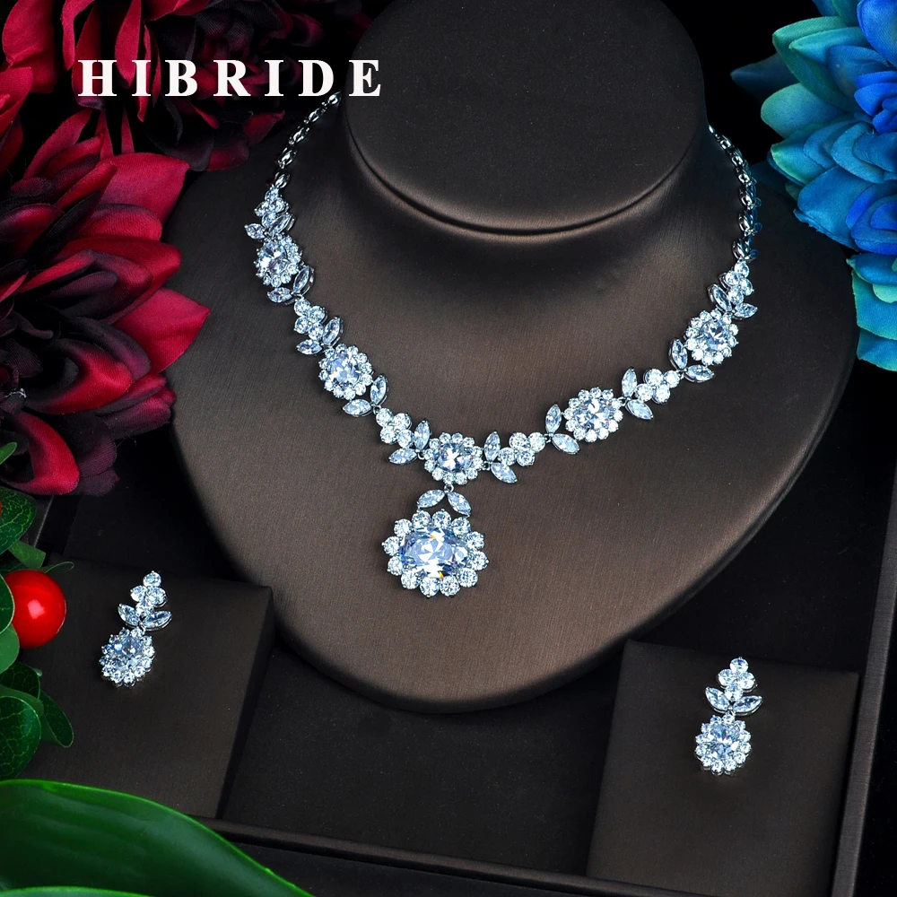 HIBRIDE Luxury Wedding Jewelry Sets For Women Sparkling AAA Teardrop Zircon Paved By Hand Hotsale Necklace Earrings Sets N-573
HIBRIDE Luxury Wedding Jewelry Sets For Women Sparkling AAA Teardrop Zircon Paved By Hand Hotsale Necklace Earrings Sets N-573
