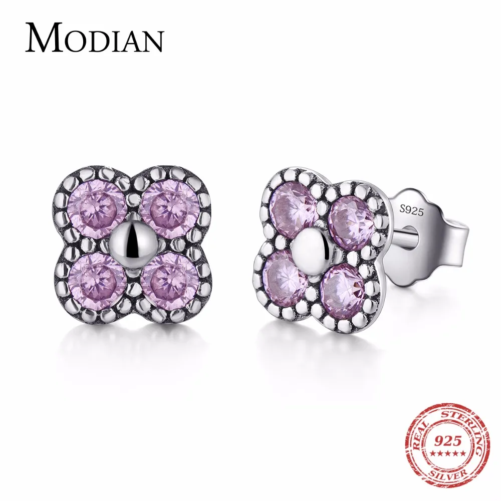 Modian 2018 новая брендовая натуральная 925 серьги гвоздики с цветочным украшением из