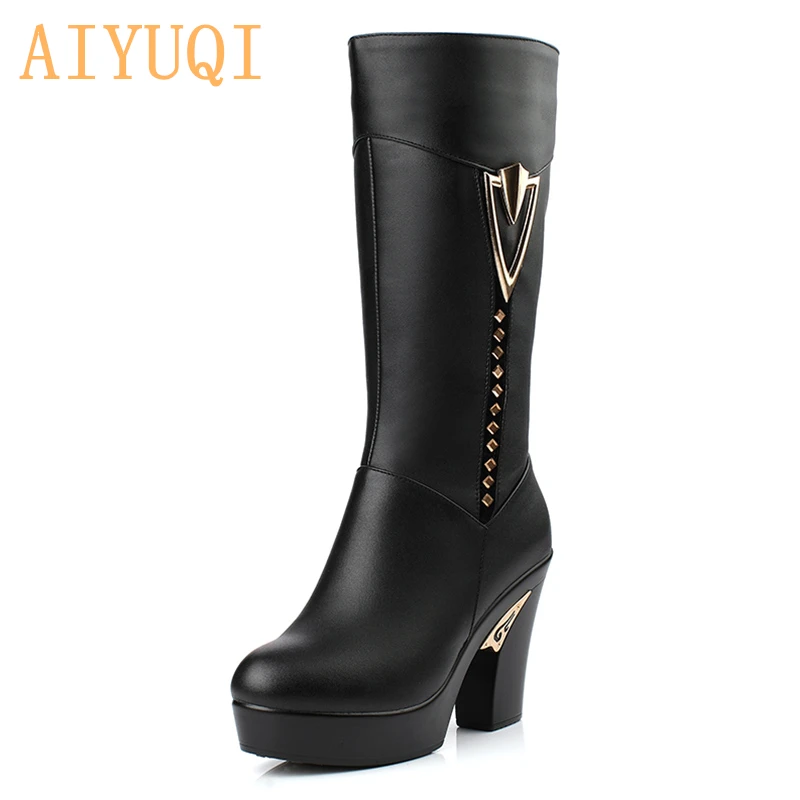 AIYUQI winter women boots first layer of leather high heeled genuine leather boots Gaotong thick with long barreled boots wool
AIYUQI winter women boots first layer of leather high heeled genuine leather boots Gaotong thick with long barreled boots wool