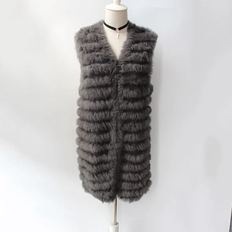 (TopFurMall) Lady Genuine Knitted Rabbit Fur Vest Waistcoat Striped Design Women Real Fur Gilet Outerwear LF5035
(TopFurMall) Lady Genuine Knitted Rabbit Fur Vest Waistcoat Striped Design Women Real Fur Gilet Outerwear LF5035
