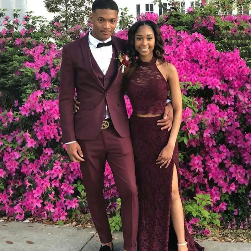 

Latest Designs Mens Suits for Wedding Burgundy Prom Blazer Groom Tuxedo Costume Homme Mariage 3Piece Slim Fit Terno Masculino