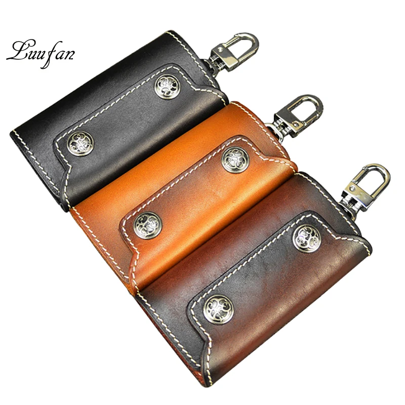 Vintage vegetable tanned leather key holder Genuine leather key case with 6 key hooks Unisex Nice gift fashion
Vintage vegetable tanned leather key holder Genuine leather key case with 6 key hooks Unisex Nice gift fashion