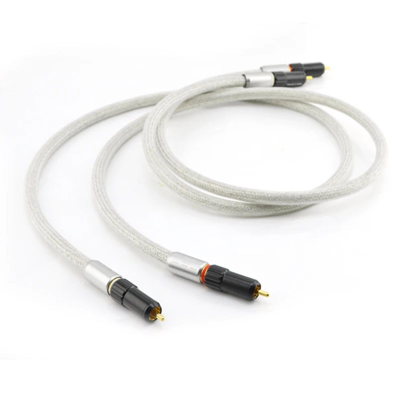 Бесплатная доставка пара медный плетеный кабель для подключения HIFI с разъемом RCA