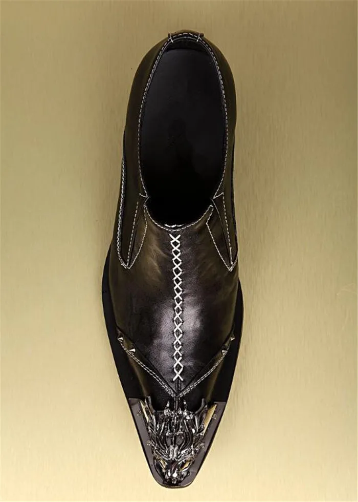 Мужские деловые классические туфли Кожаные слипоны с железным носком дышащие в