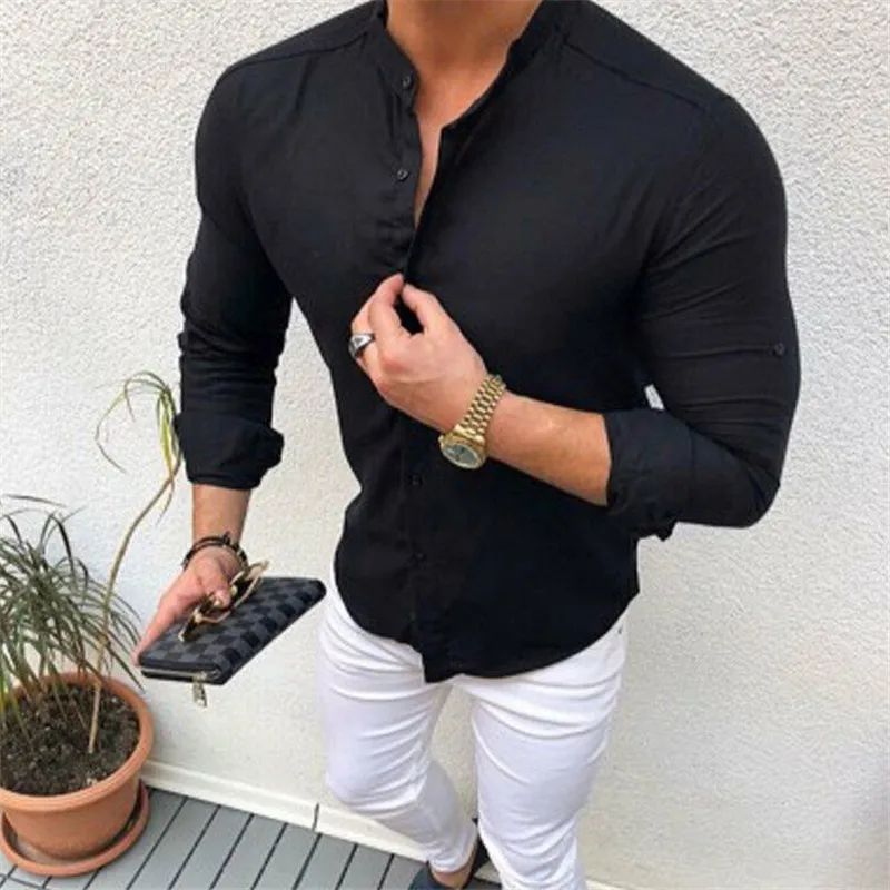 2019 New Brand Solid Blouse Men Button Up Business Work Smart Formal Slim Fit V Neck Long Sleeve Muscle Shirt Casual Tops Shirts
2019 New Brand Solid Blouse Men Button Up Business Work Smart Formal Slim Fit V Neck Long Sleeve Muscle Shirt Casual Tops Shirts