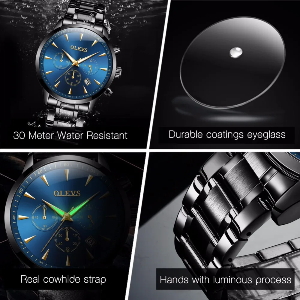 OLEVS Luxury Men Watches Stainless Steel Strap Stop Watch Luminous Calendar 30M Waterproof Men's Wristwatch Quartz Male Watch
OLEVS Luxury Men Watches Stainless Steel Strap Stop Watch Luminous Calendar 30M Waterproof Men's Wristwatch Quartz Male Watch