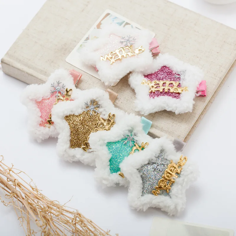 Girls Christmas Stars Hairpins 2pcs Korean Color Hair Clip Glitter Wool Girls Cute Hair Accessories Lovely Christmas Barrettes
Girls Christmas Stars Hairpins 2pcs Korean Color Hair Clip Glitter Wool Girls Cute Hair Accessories Lovely Christmas Barrettes