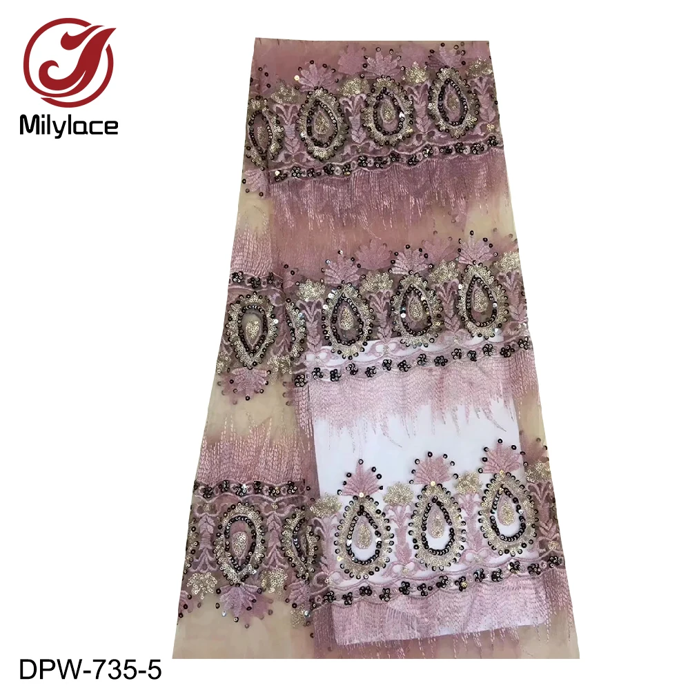Milylace new design Nigerian lace fabric 5 yards embroidery net lace fabric with sequins African tulle lace for wedding DPW-735
Milylace new design Nigerian lace fabric 5 yards embroidery net lace fabric with sequins African tulle lace for wedding DPW-735