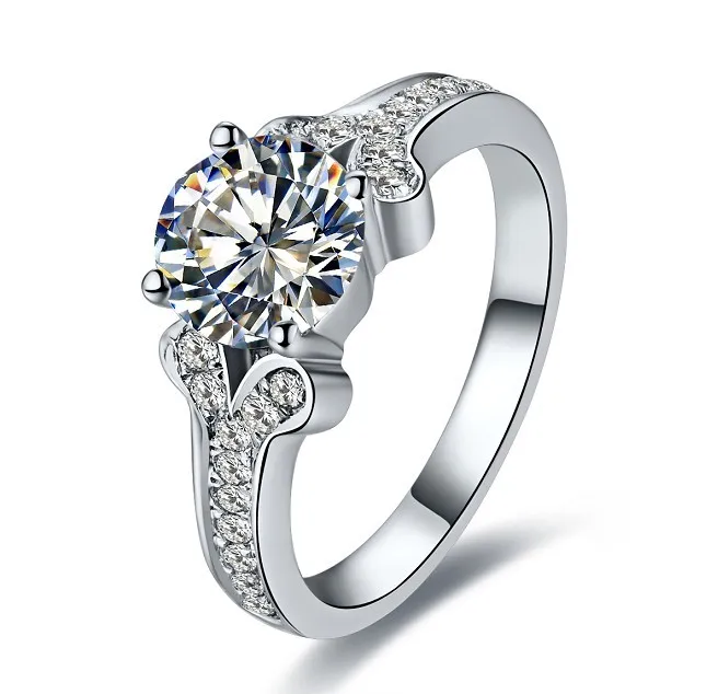 

1Ct блестящей круглой огранки Для женщин кольцо Au750 Твердые 18 К кольцо из белого золота для женщин, хорошее ювелирное изделие