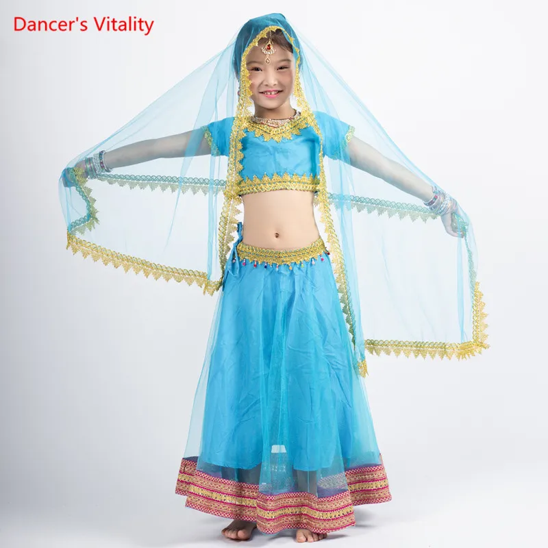 Children India Dance Clothing Girls Belly Dance Suit Tops+Skirt+Veil 3pcs Set For Kid's India Dance Stage Performance Costumes
Children India Dance Clothing Girls Belly Dance Suit Tops+Skirt+Veil 3pcs Set For Kid's India Dance Stage Performance Costumes