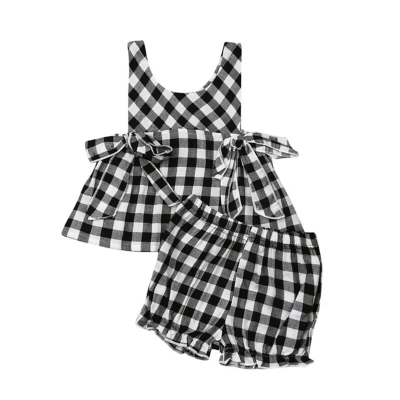 New 2019 Summer Girls Outfits Toddler Girls Clothes Set Cotton Sleeveless Bow Plaid Vest+Shorts 2pc Suits Casual Children's Sets
New 2019 Summer Girls Outfits Toddler Girls Clothes Set Cotton Sleeveless Bow Plaid Vest+Shorts 2pc Suits Casual Children's Sets