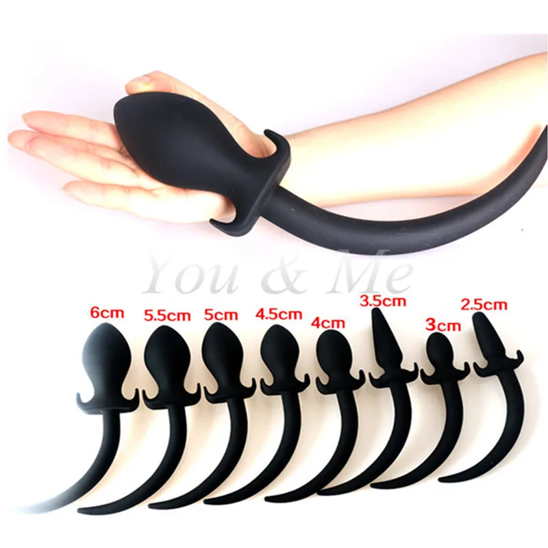 2016 Black Silicone Dog Slave Tails Anal Plug Butt Large Size Tail Sex Toys For Women Men Products Couples | Красота и здоровье