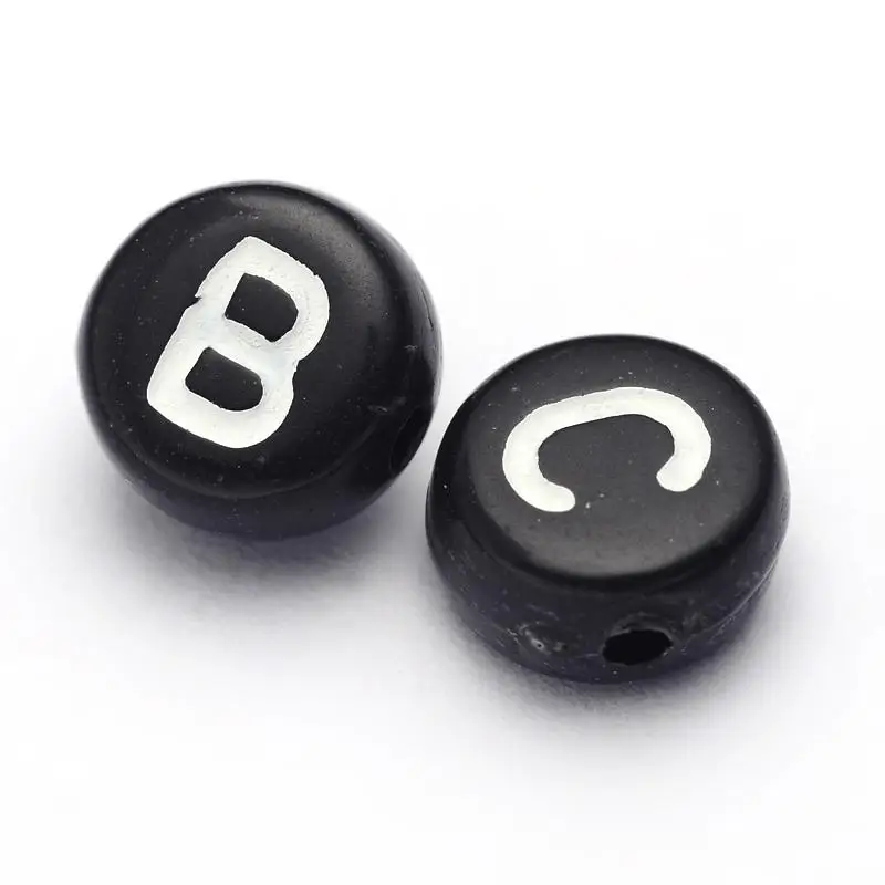 3500pcs/500g Black Flat Round Alphabet Acrylic Beads Mixed Letther Size: about 7mm in diameter, 4mm thick, hole: 1mm
3500pcs/500g Black Flat Round Alphabet Acrylic Beads Mixed Letther Size: about 7mm in diameter, 4mm thick, hole: 1mm