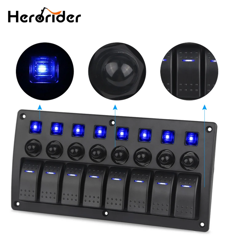 8 Gang Switch Panel Car Styling Waterproof 12V Car Auto Boat Marine Red Led Rocker Switch Panel Circuit Breakers With Fuse
8 Gang Switch Panel Car Styling Waterproof 12V Car Auto Boat Marine Red Led Rocker Switch Panel Circuit Breakers With Fuse