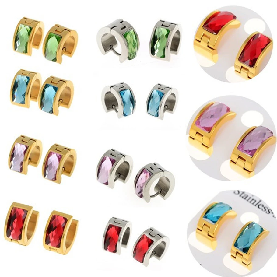 1 pair Fashion Punk Women Men Stainless Steel Bling Crystal Stud Earrings Huggie Ear Studs Gold Silver Color Free
1 pair Fashion Punk Women Men Stainless Steel Bling Crystal Stud Earrings Huggie Ear Studs Gold Silver Color Free
