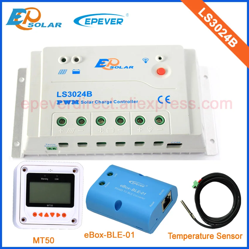 12v solar battery EPEVER brand controller with MT50 remote meter bluetooth function APP use LS3024B 30A and temperature sensor
12v solar battery EPEVER brand controller with MT50 remote meter bluetooth function APP use LS3024B 30A and temperature sensor