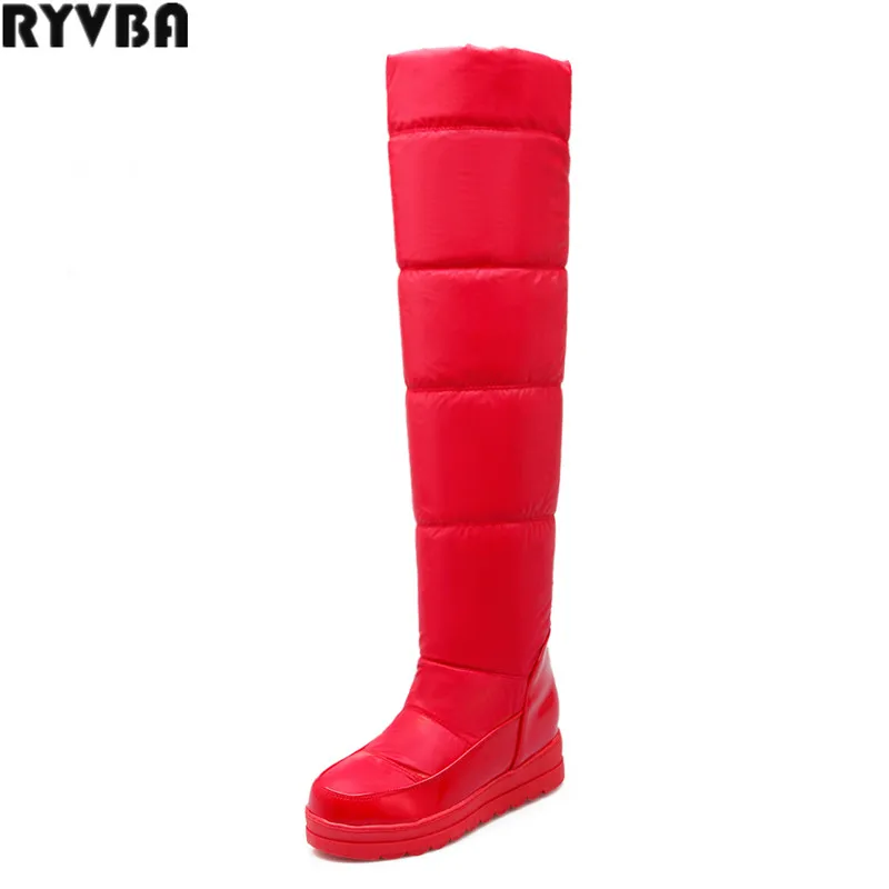 RYVBA/Новинка 20190 года женские зимние сапоги выше колена модные до бедра на