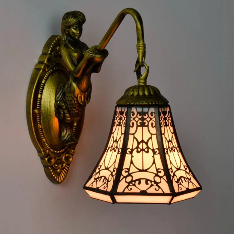 Tiffany Baroque vintage Stained Glass Iron Mermaid wall lamp indoor lighting bedside lamps wall lights for home AC 110V/220V E27
Tiffany Baroque vintage Stained Glass Iron Mermaid wall lamp indoor lighting bedside lamps wall lights for home AC 110V/220V E27