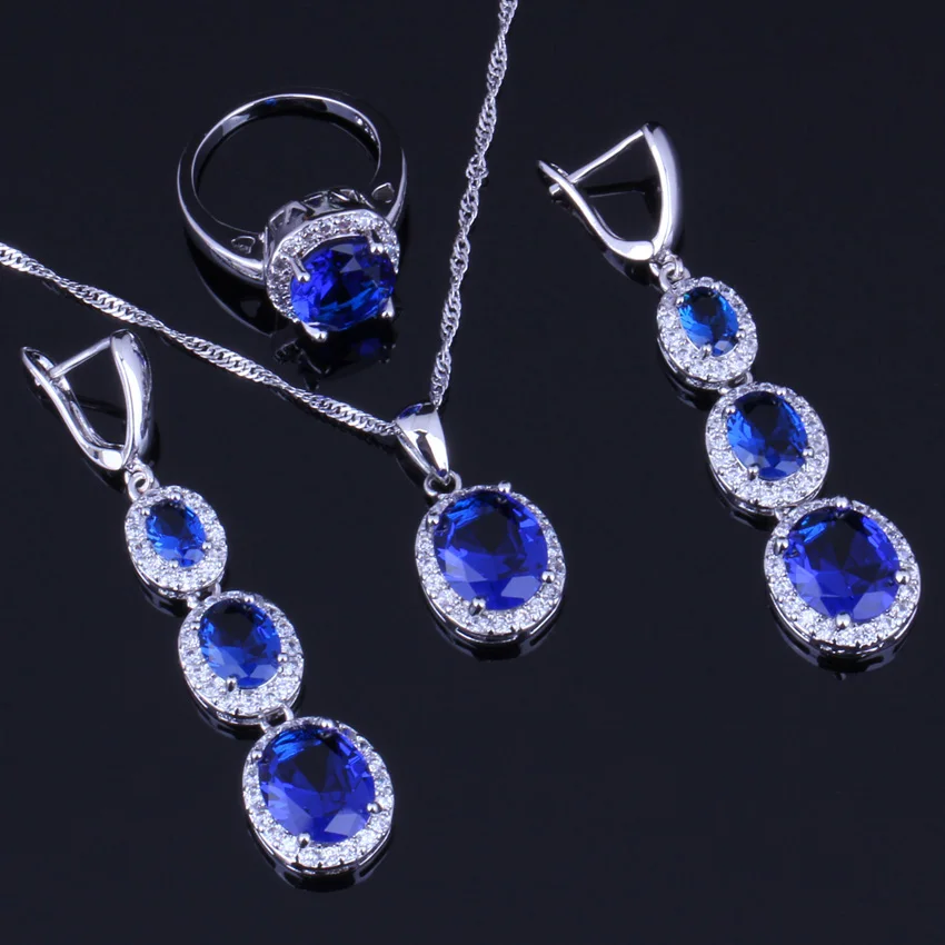 Captivating Oval Blue Cubic Zirconia White CZ Silver Plated Jewelry Sets Earrings Pendant Chain Ring V0037
Captivating Oval Blue Cubic Zirconia White CZ Silver Plated Jewelry Sets Earrings Pendant Chain Ring V0037