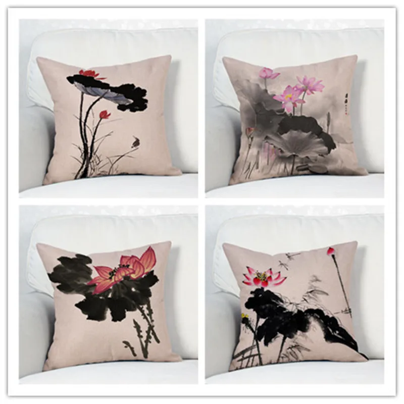 3D Lotus Ink Painting Pattern Cushion Cover Linen Cotton Print Square Pillow Cover Pillowsilp Home Textile Decorating Pillow
3D Lotus Ink Painting Pattern Cushion Cover Linen Cotton Print Square Pillow Cover Pillowsilp Home Textile Decorating Pillow
