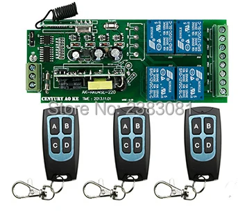 85v~250V 4CH RF Wireless Remote Control Relay Switch Security System Garage Doors or Electric Doors 1 x Receiver&3 x Transmitter
85v~250V 4CH RF Wireless Remote Control Relay Switch Security System Garage Doors or Electric Doors 1 x Receiver&3 x Transmitter