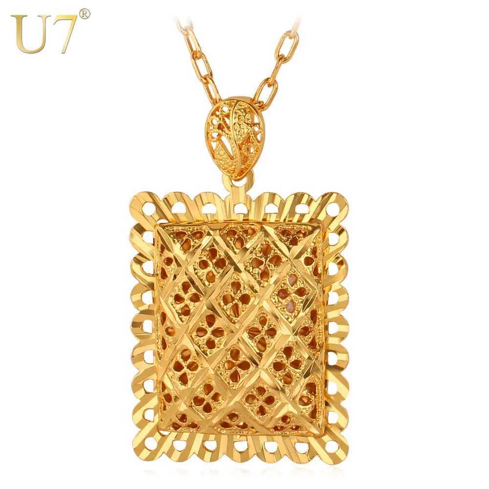 U7 Hollow Pendant Necklace Trendy Gold Color New Square Shape Necklaces & Pendants For Women/Men Jewelry P537
U7 Hollow Pendant Necklace Trendy Gold Color New Square Shape Necklaces & Pendants For Women/Men Jewelry P537