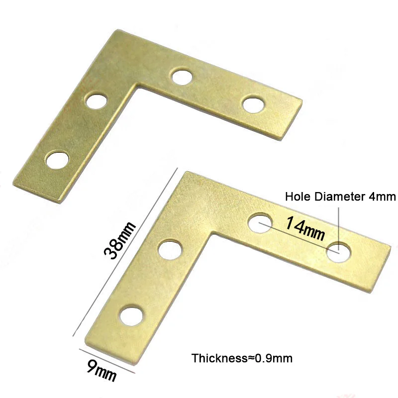 HOT 100PCS/LOT 38*38*9mm Gold L-shaped Metal Corner Brace 90 Degree Right Angle Fixed Bracket Shelf Support Furniture Connectors
HOT 100PCS/LOT 38*38*9mm Gold L-shaped Metal Corner Brace 90 Degree Right Angle Fixed Bracket Shelf Support Furniture Connectors