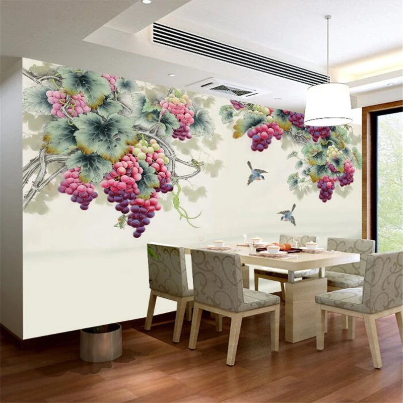 

wellyu papel de parede para quarto Custom wallpaper New Chinese brushwork hand painted grape background painting behang