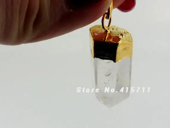 C150627003 10 Crystal Quartz Point Pendants with Gold Electroplated WHOLESALE PRICING
C150627003 10 Crystal Quartz Point Pendants with Gold Electroplated WHOLESALE PRICING