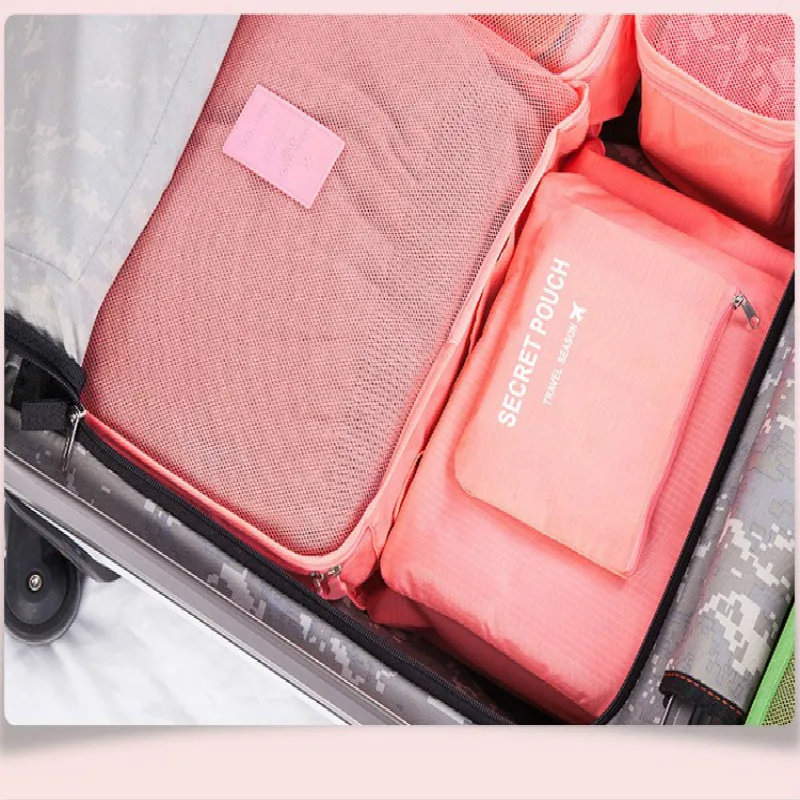 6pcs/set Fashion Double Zipper Waterproof Polyester Packing Cubes Men And Women Luggage Travel Bags Duffle Bag | Багаж и сумки