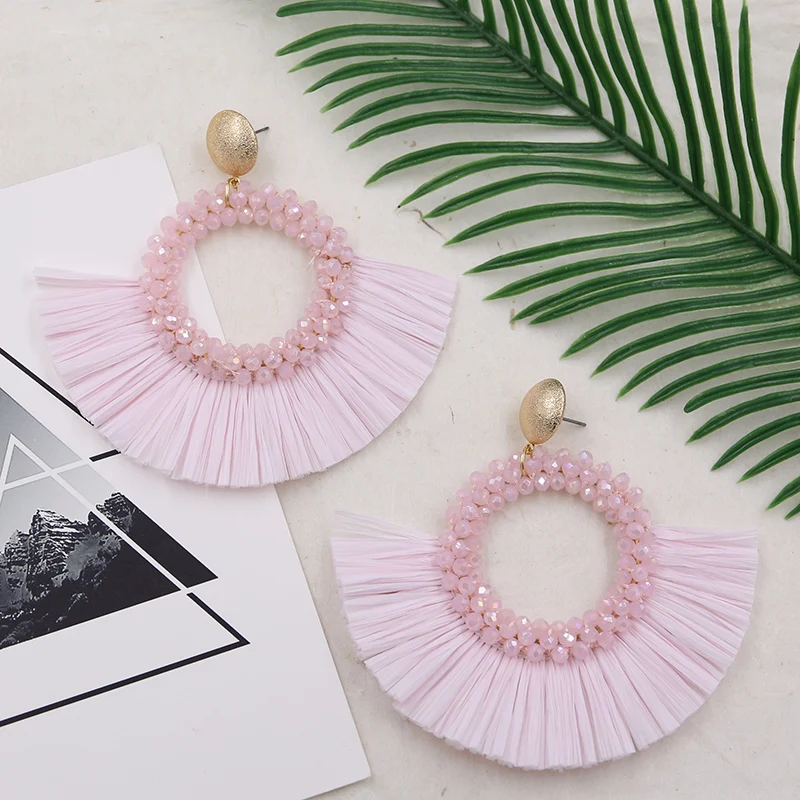 

STRATHSPEY Bohemia Handmade Fan-shaped Tassel Earrings Ethnic Vintage Beads Fringe Drop Earring For Women Statement Jewelry