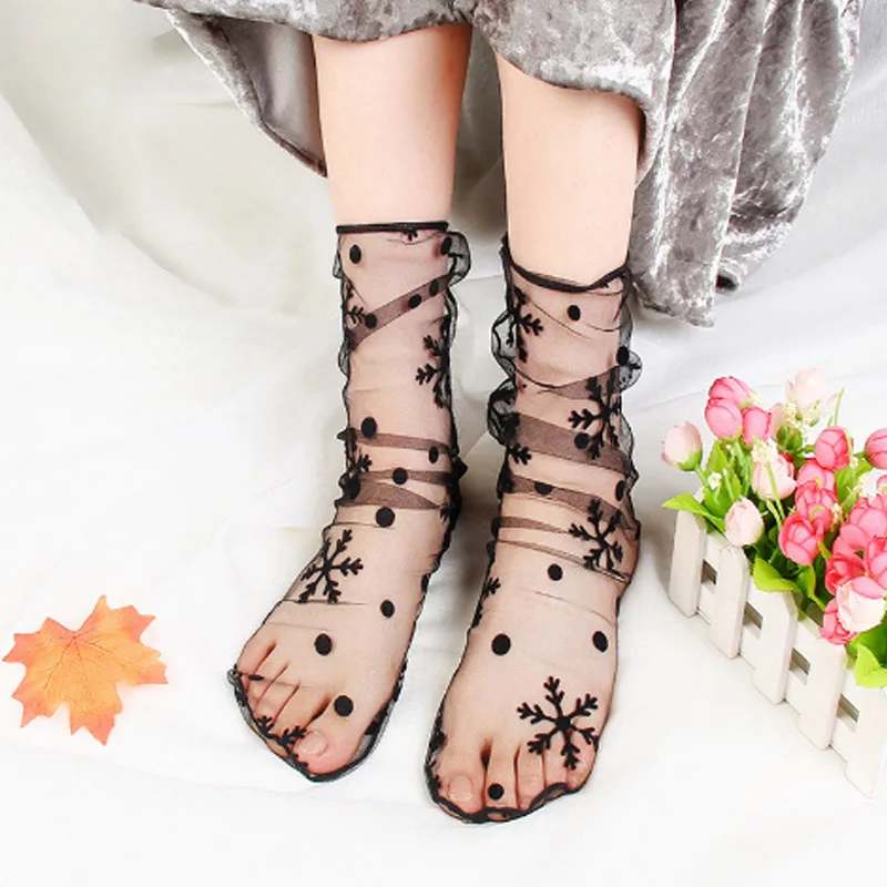 Sale Spring Summer Transparent Snowflakes dots stars Print Women Socks Korean Thin mesh yarn socks Girls Students Gifts
Sale Spring Summer Transparent Snowflakes dots stars Print Women Socks Korean Thin mesh yarn socks Girls Students Gifts