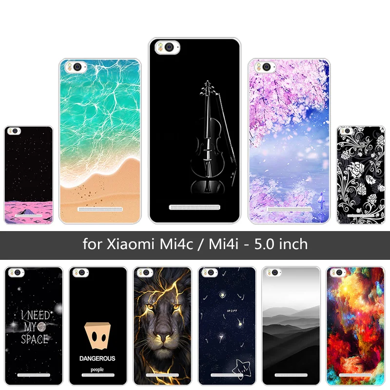 TPU Case For Xiaomi Mi4c Mi 4c Soft Silicone Gel Transparent Phone Cases Black Matte Sunrise Back Cover for 4i Mi4i |