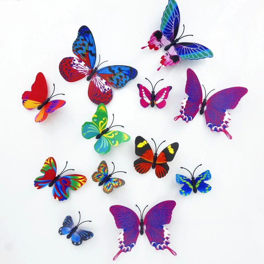 12Pcs 3D Colorful Butterfly Wall Sticker Mixed Size and Color For Home Householde Decoration Giftbox Wraping Summer Garden Art
12Pcs 3D Colorful Butterfly Wall Sticker Mixed Size and Color For Home Householde Decoration Giftbox Wraping Summer Garden Art