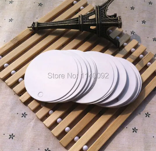 

Free shipping 500 pcs a lot 350 gsm dia.5.5cm blank round white paper tag/baking price tags/garment hang tag/labels/message card