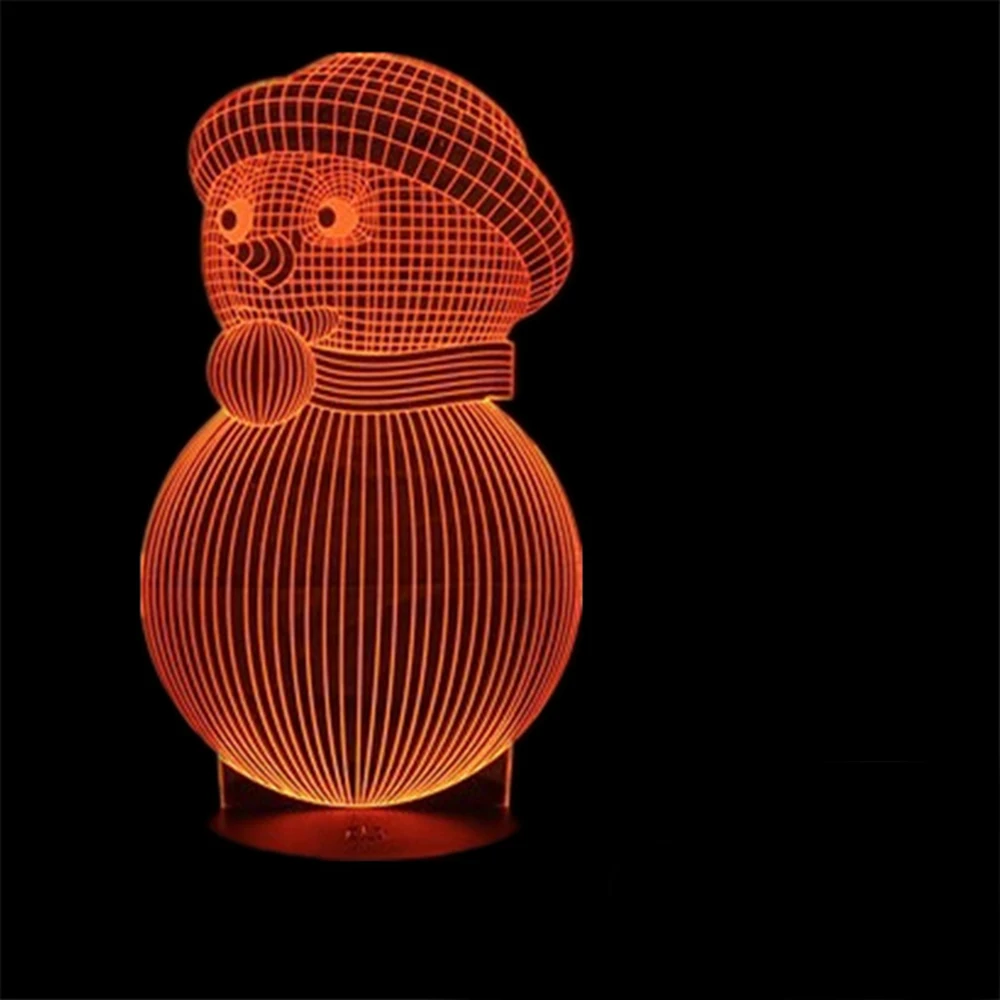 Рождественский Снеговик 3D голограма USB сенсорный креативный Настольный