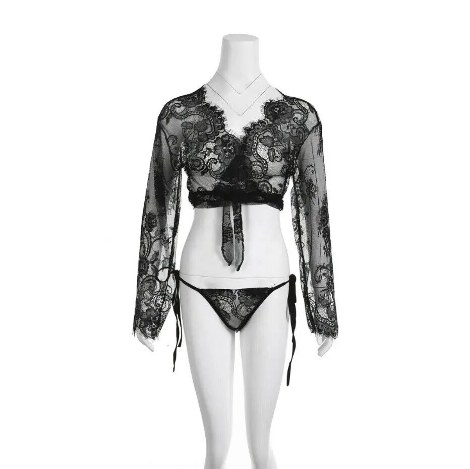 Sexy Women Long Sleeve Solid Bikini Set Summer Beachwear Suit Swimsuit 2PCS High-Neck Transparent Mesh Sheer Crop Top
Sexy Women Long Sleeve Solid Bikini Set Summer Beachwear Suit Swimsuit 2PCS High-Neck Transparent Mesh Sheer Crop Top