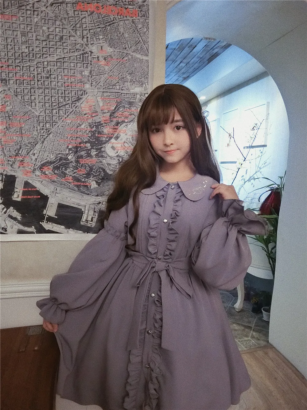 Lolita Chic Palace Knee-length Preppy Style Peter Pan Collar Woman Vestidos Temperament Dress Ruffles Spring Flare Sleeve Dress
Lolita Chic Palace Knee-length Preppy Style Peter Pan Collar Woman Vestidos Temperament Dress Ruffles Spring Flare Sleeve Dress