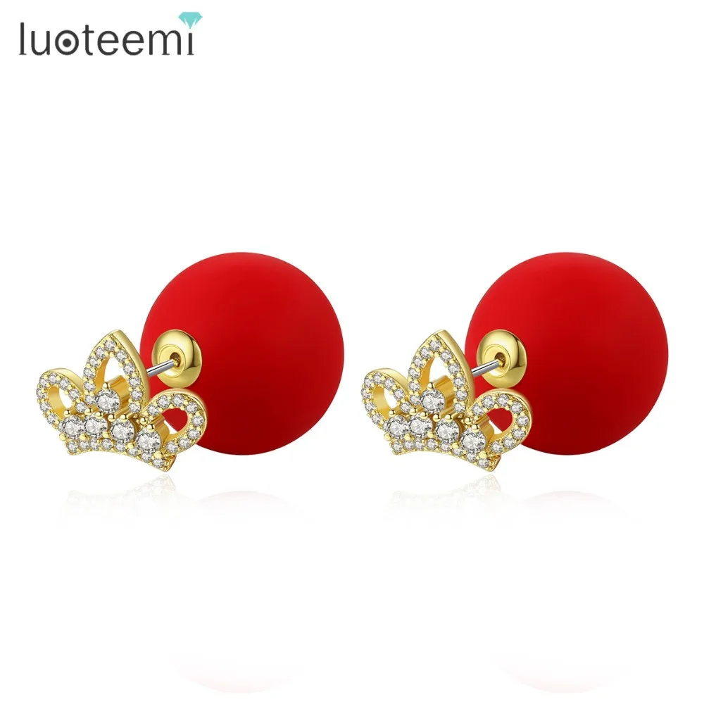 LUOTEEMI Cute Women Small Round Stud Earrings Red Blue Paved Cubic Zircon Crown Korean Fashion Jewelry Brinco Christmas Gift
LUOTEEMI Cute Women Small Round Stud Earrings Red Blue Paved Cubic Zircon Crown Korean Fashion Jewelry Brinco Christmas Gift