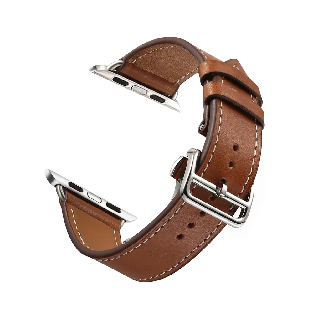LEONIDAS натуральная кожа одиночный тур с пряжкой для Apple Watch сменный ремешок часов 42