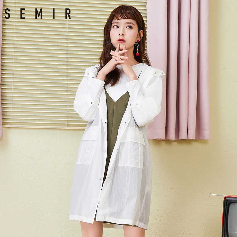 SEMIR Женская мода Стиль свободного кроя пальто пояс белый Длинная Верхняя одежда