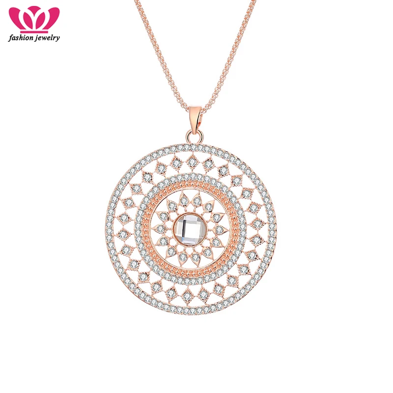 Long Necklace Big Rose Gold Pendant 2019 High Quality Hollow Round Statement Jewelry Crystal Necklace for Women Mothers Day Gift
Long Necklace Big Rose Gold Pendant 2019 High Quality Hollow Round Statement Jewelry Crystal Necklace for Women Mothers Day Gift