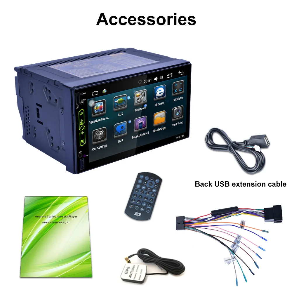 7" Android 6.0 2 Din DVD Car Multimedia Player Bluetooth Auto Radio Media MP5 Player Built-in Wifi GPS Navigation Support Camera
7" Android 6.0 2 Din DVD Car Multimedia Player Bluetooth Auto Radio Media MP5 Player Built-in Wifi GPS Navigation Support Camera